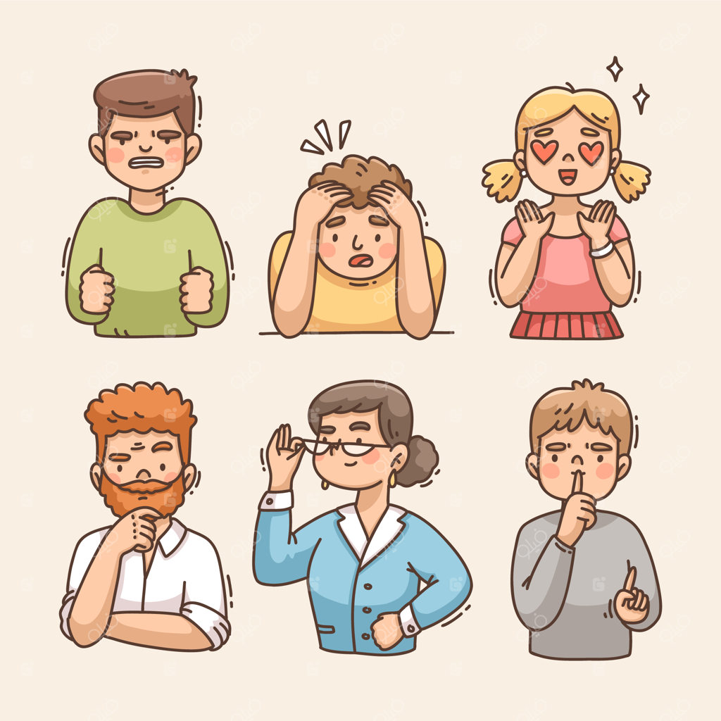 تصویرسازی دستی حالات چهره کاراکتر