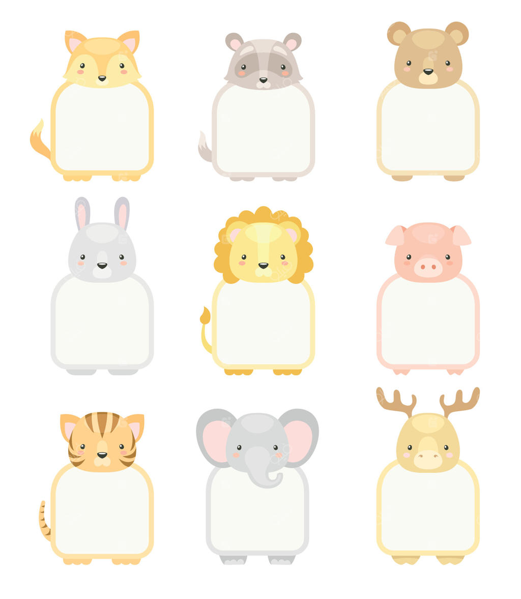 قاب‌های تزیین‌شده با سر حیوانات: آلبوم عکس، صفحه دفترچه یادداشت، خاطرات و استیکرها با تصاویر کارتونی حیوانات بامزه و دوست‌داشتنی