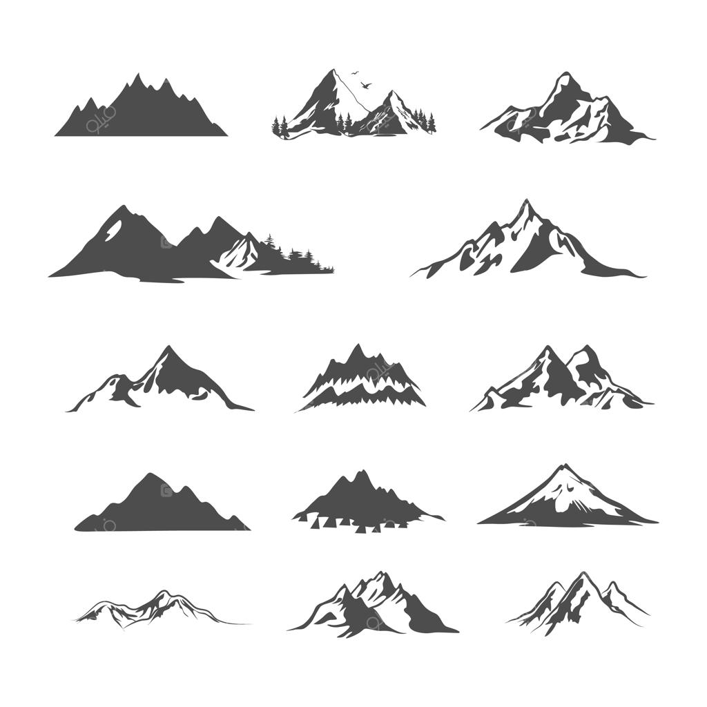 مجموعه سیلوئت کوه برای طراحی لوگو و نشان
