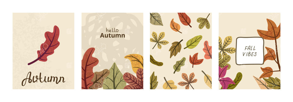 بنرهای برگ‌های پاییزی با نوشته‌های سلام پاییز و حس و حال پاییزی