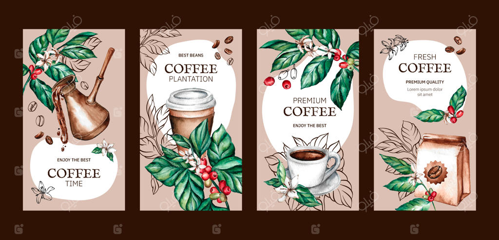 داستان‌های اینستاگرام: مزارع قهوه با آبرنگ