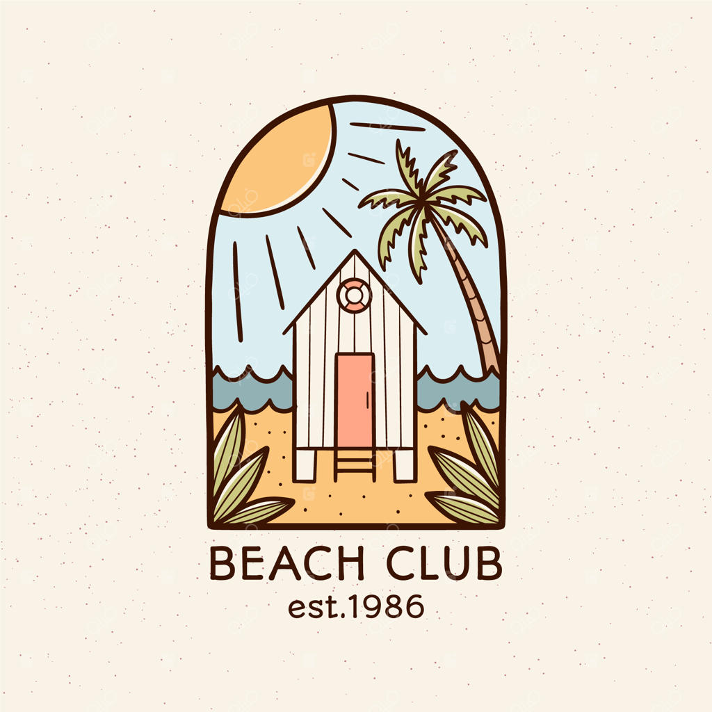 لوگوی باشگاه ساحلی طراحی شده با دست