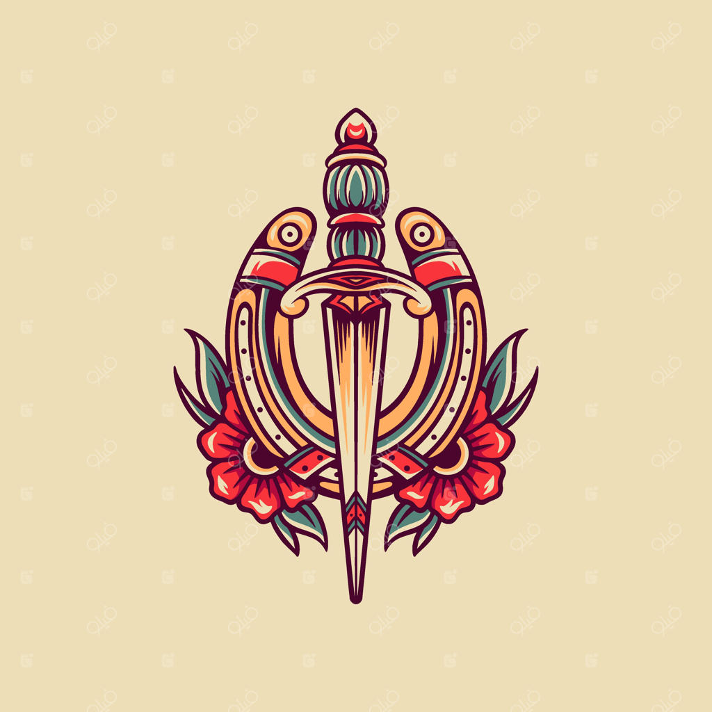 تصویر نوستالژیک شمشیر و نعل اسب