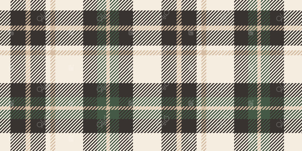 پترن چهارخانه شطرنجی بی‌نقص با ترکیب رنگ‌های کلاسیک مشکی و بژ و جزئیات سبز. این طرح بافتی بافته شده دارد و برای پارچه‌ها، پس‌زمینه‌های دیجیتال یا پروژه‌های مد بسیار مناسب است.