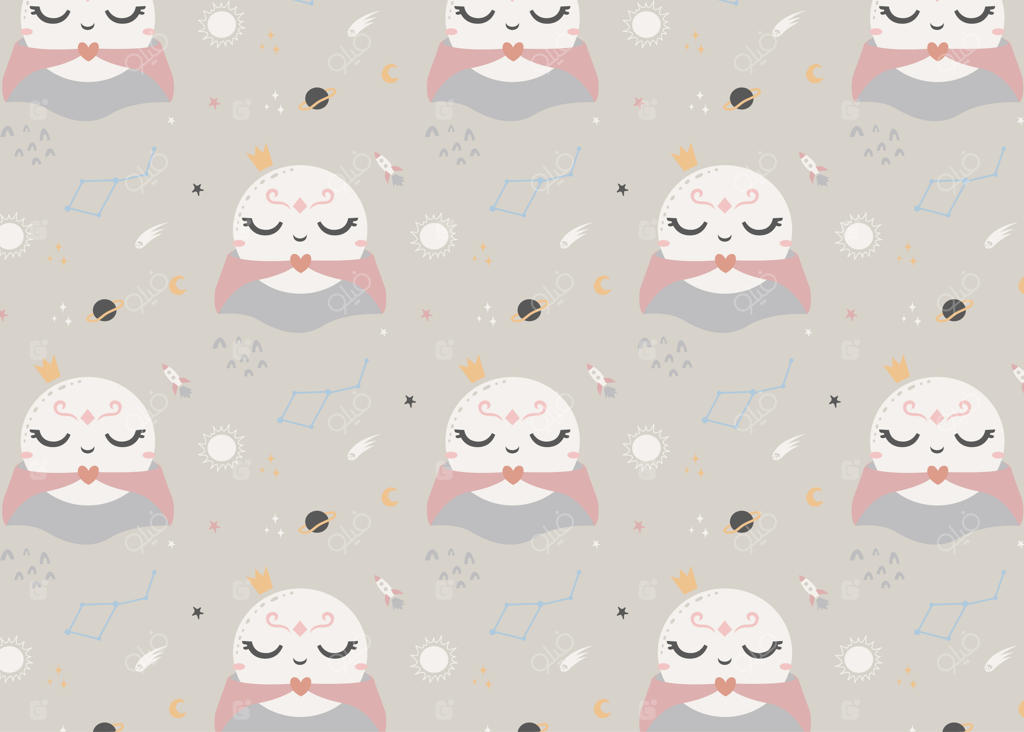 پس‌زمینه پترن شخصیت بامزه ماه