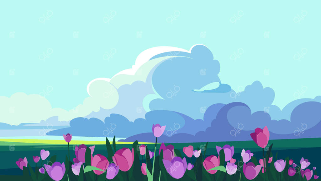 لاله‌های بنفش در چمنزار