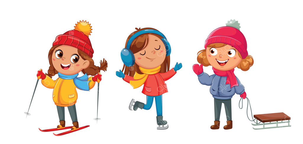 دختر با سورتمه، اسکی و اسکیت