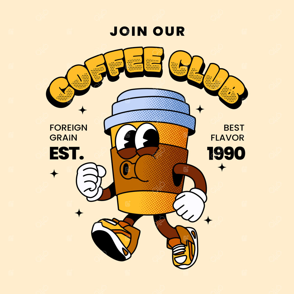 قالب لوگوی دستی کشیده قهوه