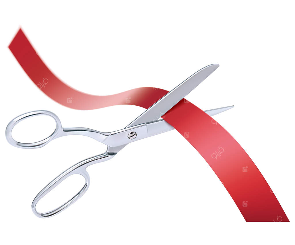 قیچی در حال بریدن روبان قرمز