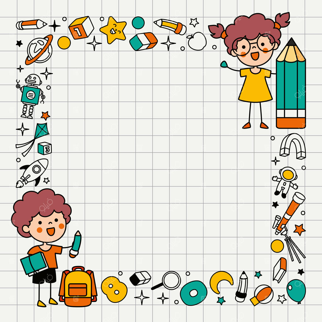 طراحی دستی دانش‌آموز کارتونی بامزه