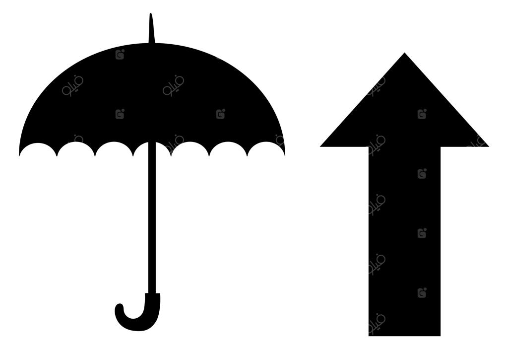 نمادهای باربری: چتر و فلش به بالا
