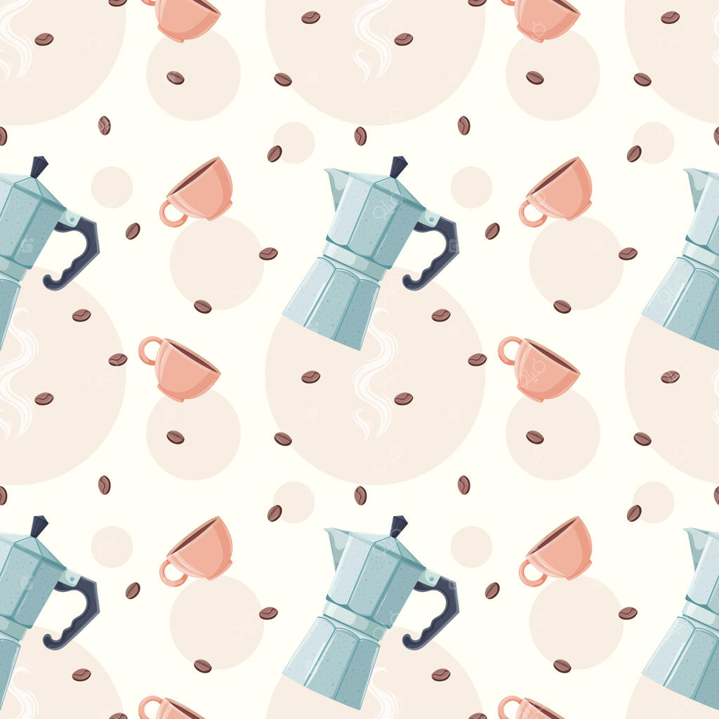 قهوه‌ساز گایزر با لیوان قهوه برای صبحانه در رنگ‌های ملایم