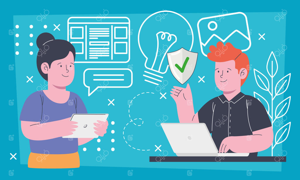 زوج تاجر در حال کار با لپ‌تاپ