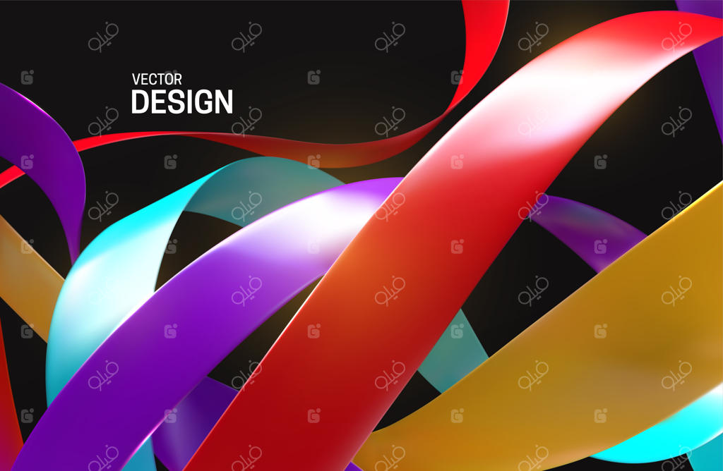 پس‌زمینه انتزاعی با روبان‌های رنگارنگ و آشفته