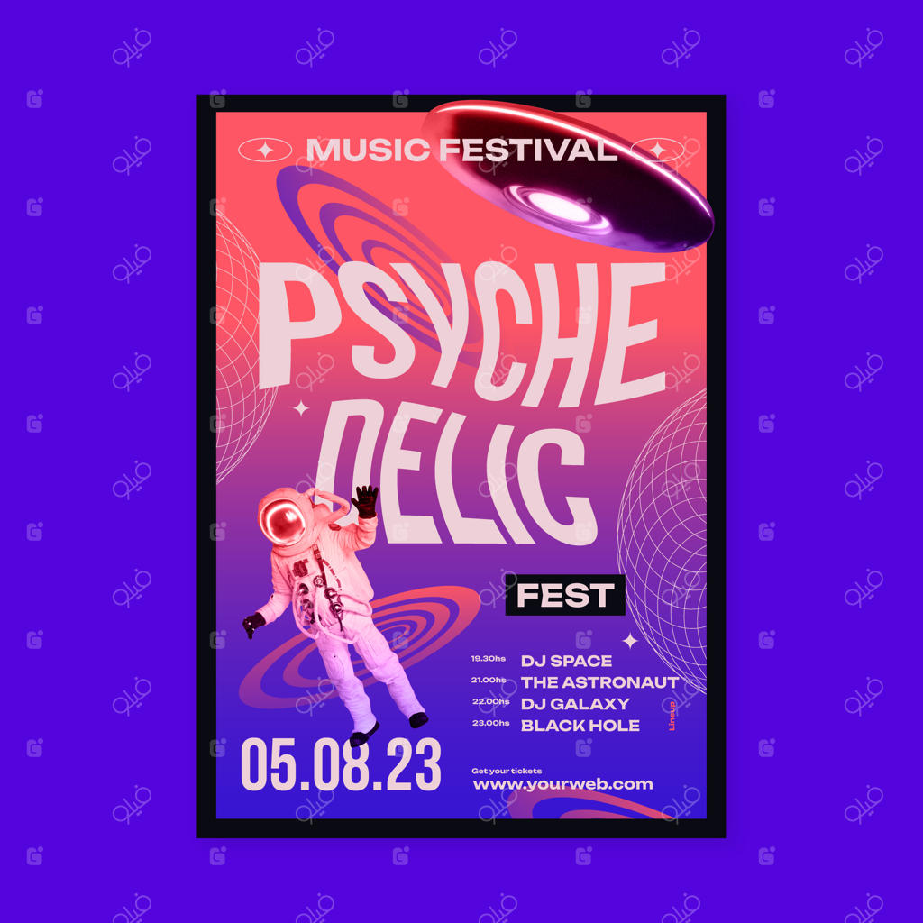 الگوی پوستر رویداد موسیقی با طراحی گرادیان