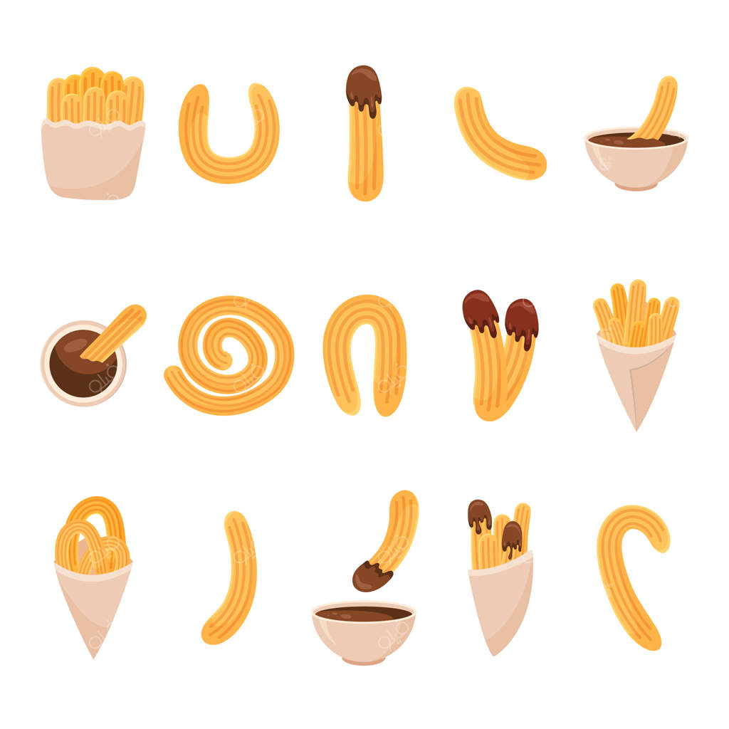 تصویر برداری از میان‌وعده مکزیکی: چوروس با سس شکلاتی