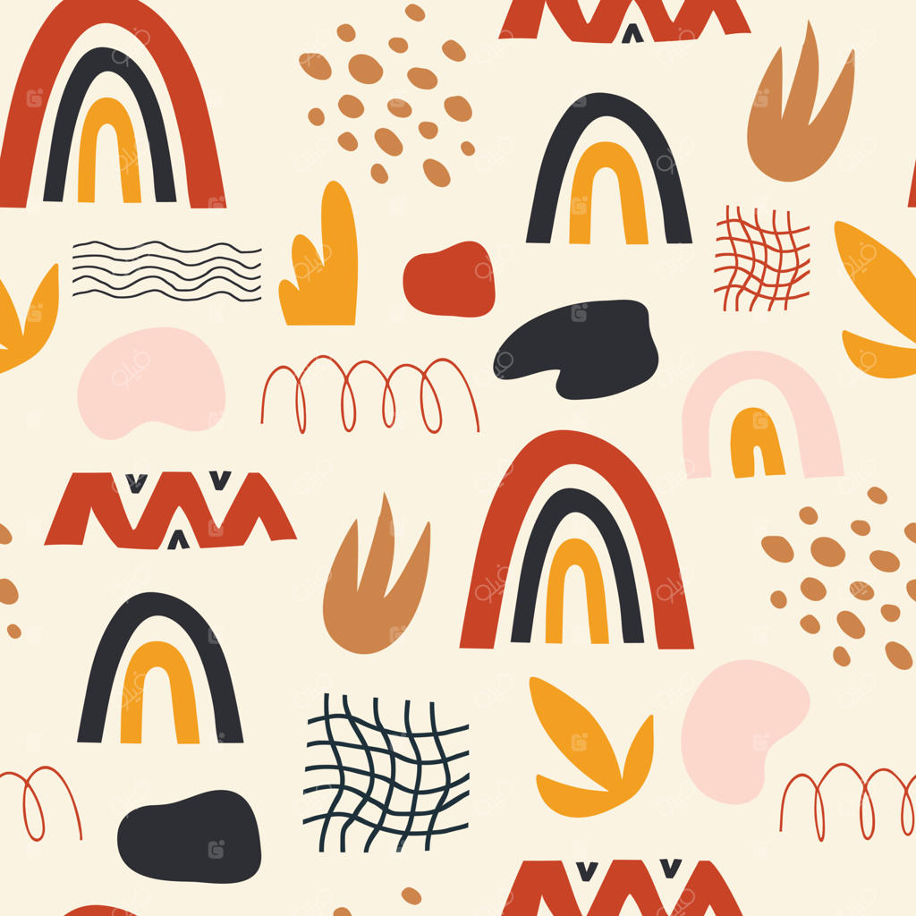 پس‌زمینه‌ی روشن و یکدست با عناصر انتزاعی به سبک مسطح.