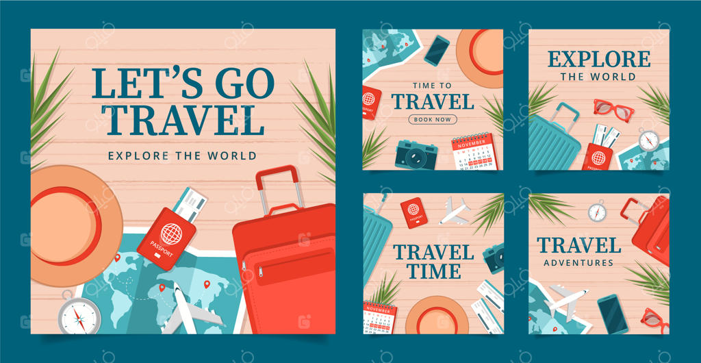 پست‌های اینستاگرام سفر و ماجراجویی با طراحی ساده