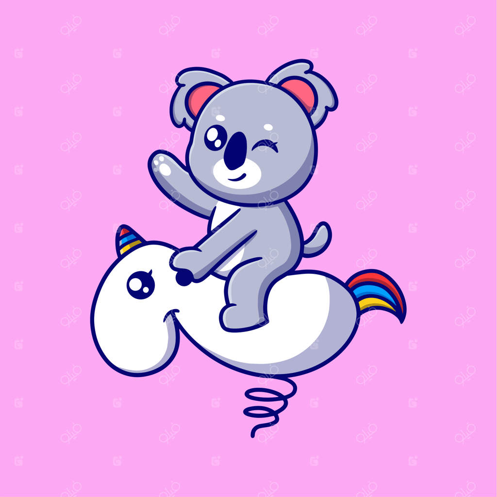 آیکون کارتونی کوالا خوشحال و بامزه - تصویر برداری حیوانات - آیکون منحصر به فرد و با کیفیت بالا