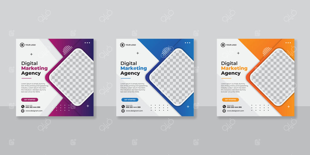 پست بازاریابی دیجیتال و بنر وب برای شبکه‌های اجتماعی