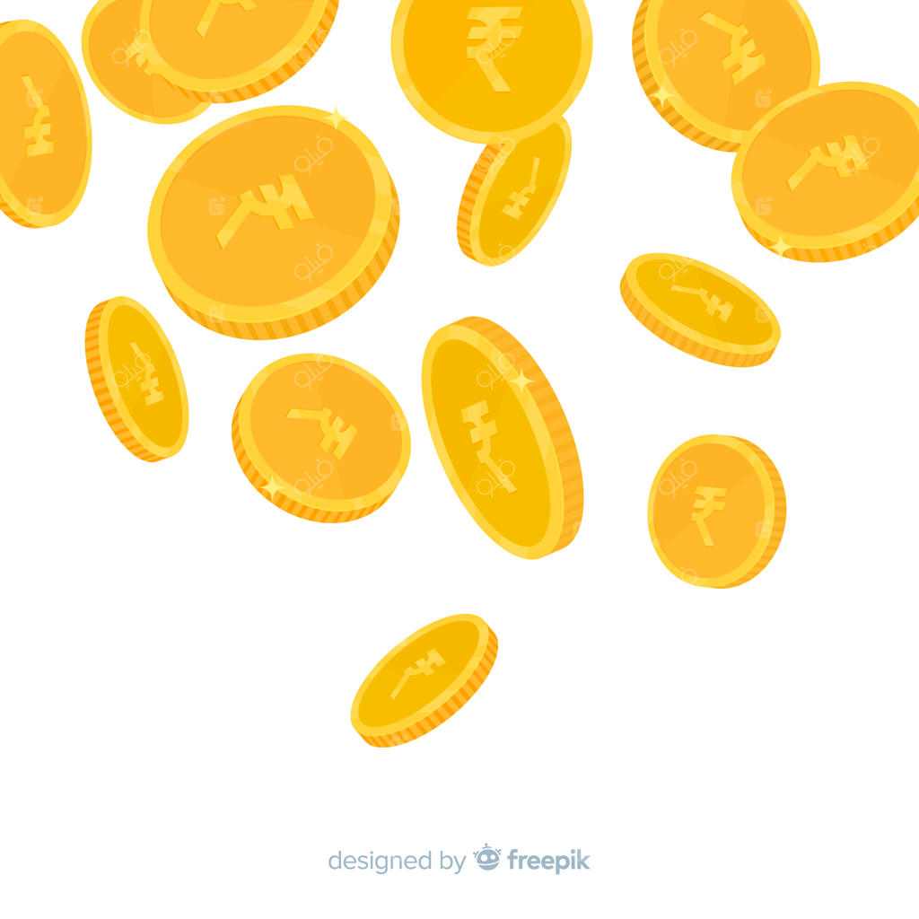 سقوط سکه‌های روپیه هند در پس‌زمینه