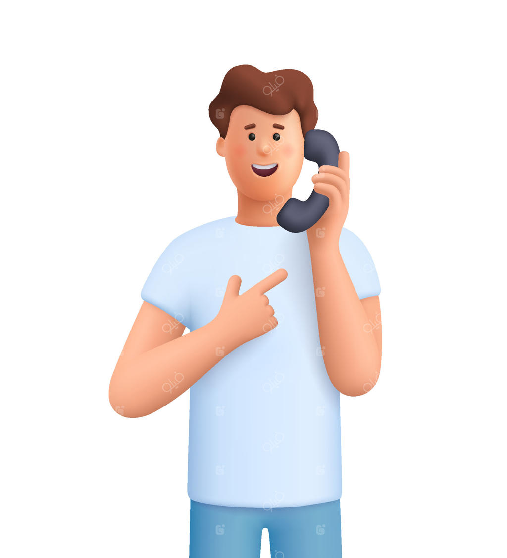 مردی که با لبخندی دوستانه با تلفن صحبت می‌کند - وکتور پرو