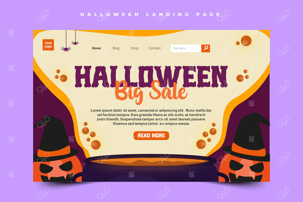 طرح گرافیکی هالووین با طراحی ساده و شیک، قابل ویرایش و سفارشی‌سازی