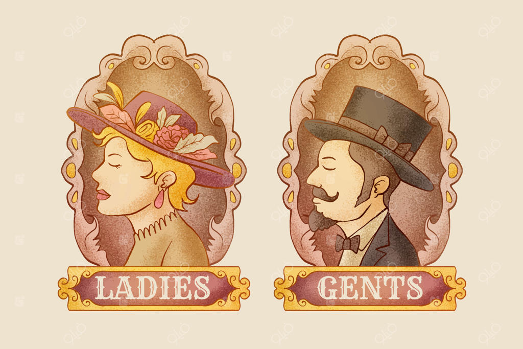 تصویرسازی دست‌کشیده زنان و مردان قدیمی