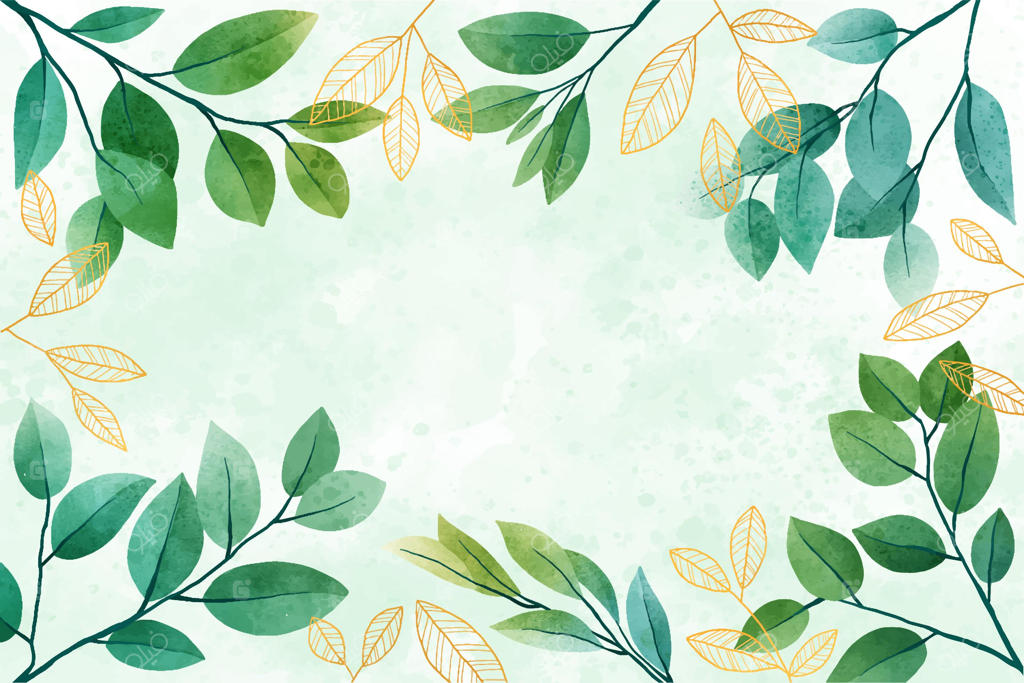 پس‌زمینه برگ‌های آبرنگی با فویل طلایی