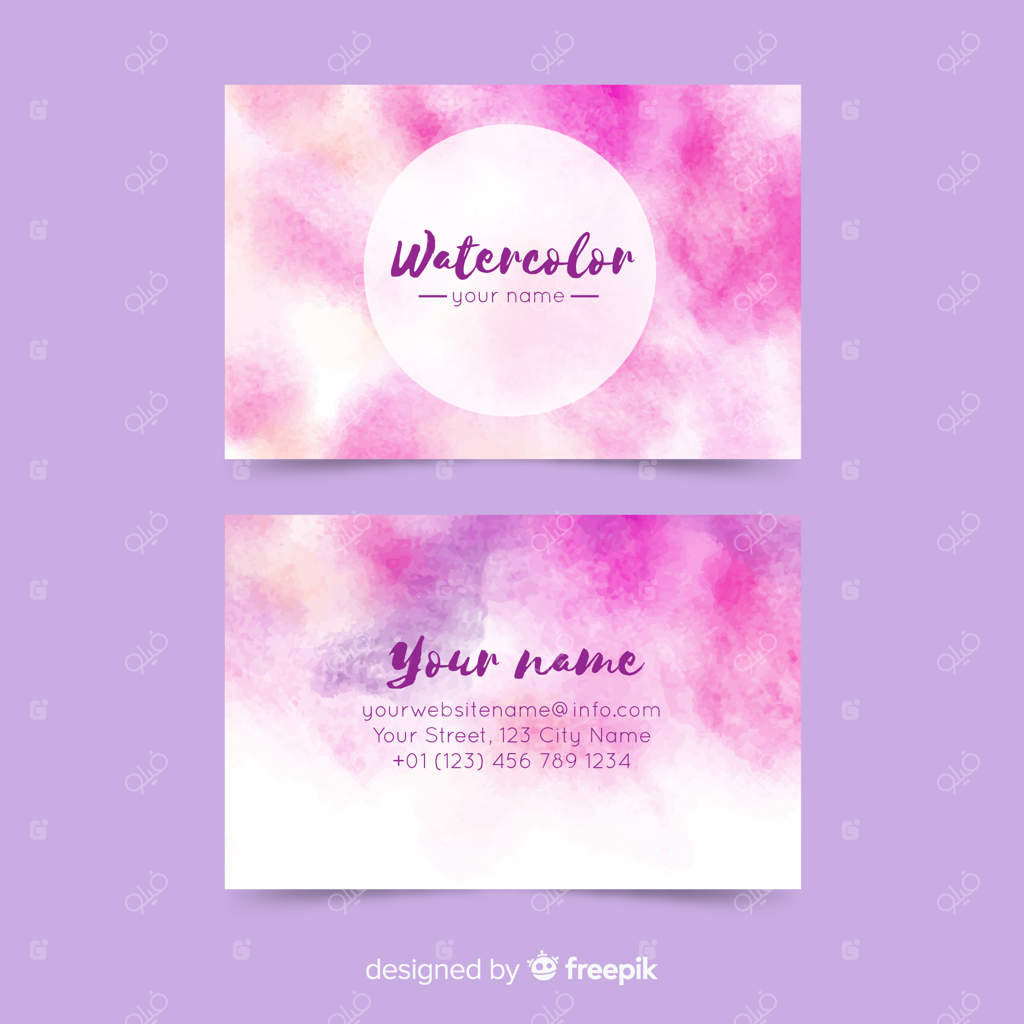 قالب کارت ویزیت با طراحی آبرنگی و انتزاعی