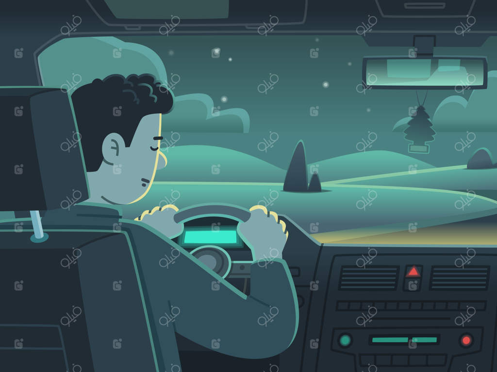 راننده مرد پشت فرمان چرت زد یا خوابید - خوابیدن هنگام رانندگی رفتار خطرناک