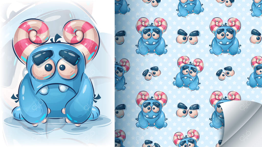 پترن یکپارچه هیولاهای بامزه هالووین