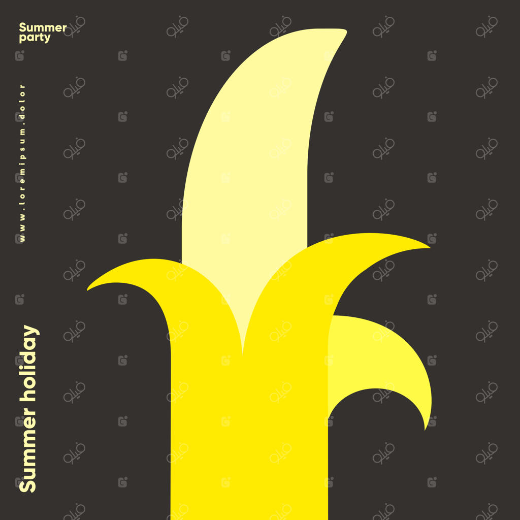 موزها - وکتور مسطح تابستانی: الگوهای پس‌زمینه تابستانی برای تعطیلات و آخر هفته در ساحل - پس‌زمینه‌ای کامل برای پوسترها، کاورها، بروشورها و بنرها