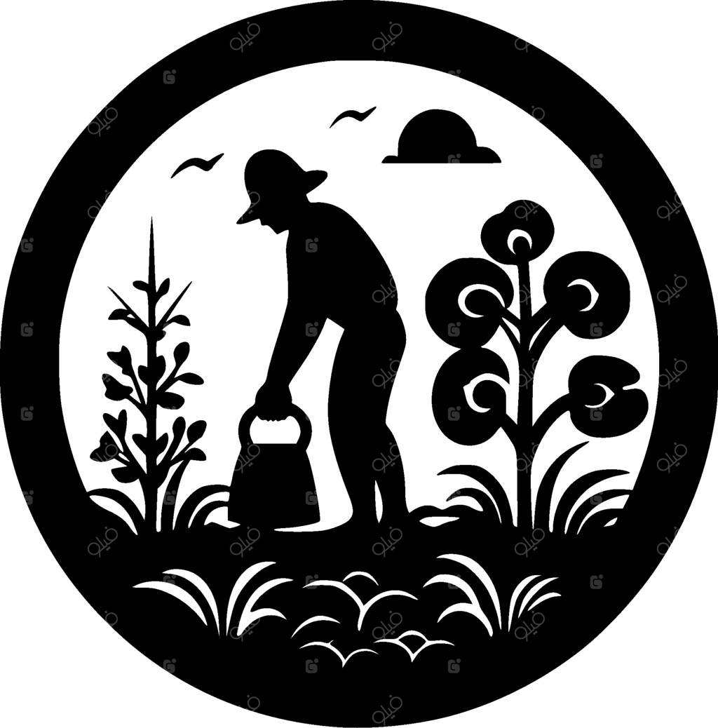 باغ، تصویر وکتور سیاه و سفید Pro Vector