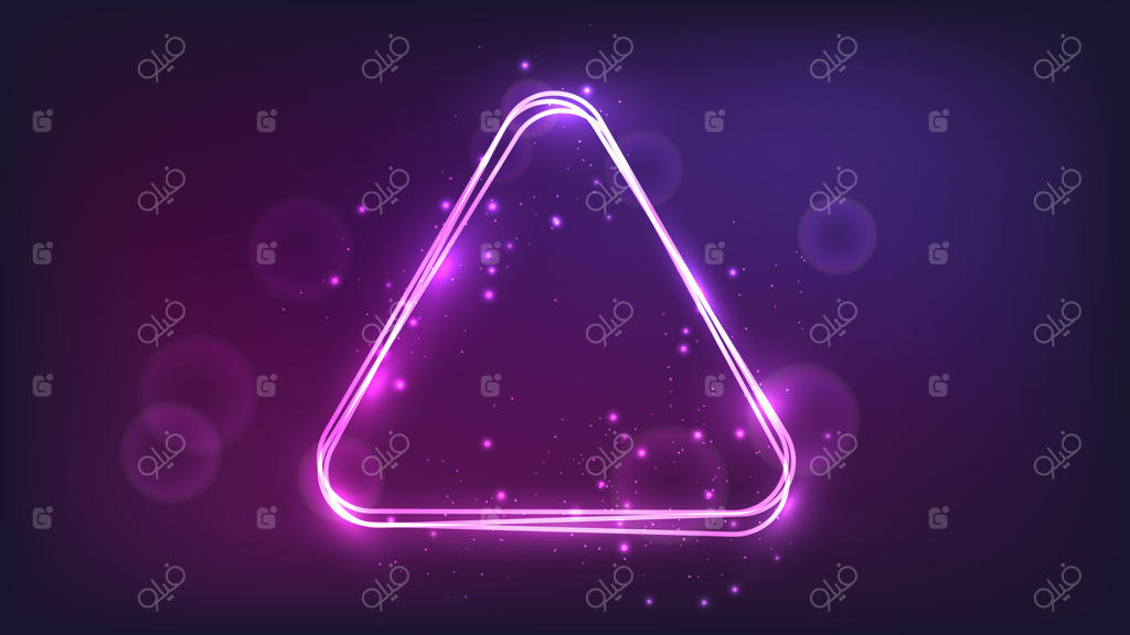 قاب مثلثی خمیده نئونی با جلوه‌های درخشان و درخشش‌ها