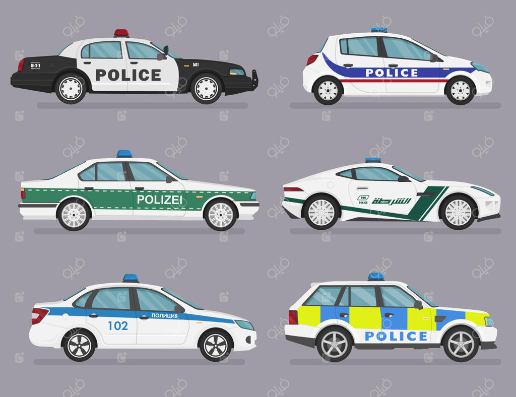 مجموعه‌ای از ماشین‌های پلیس: سدان، هاچ‌بک، اسپرت.