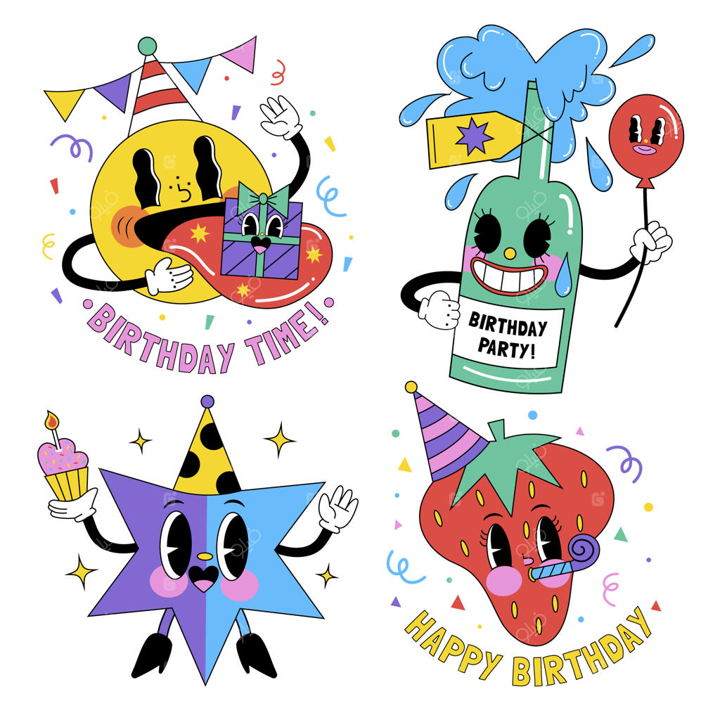 برچسب‌های تولد زیبا و رنگارنگ