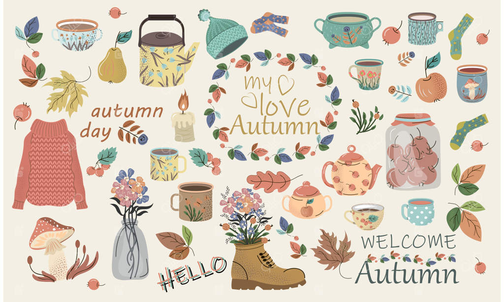 مجموعه‌ای از وسایل پاییزی