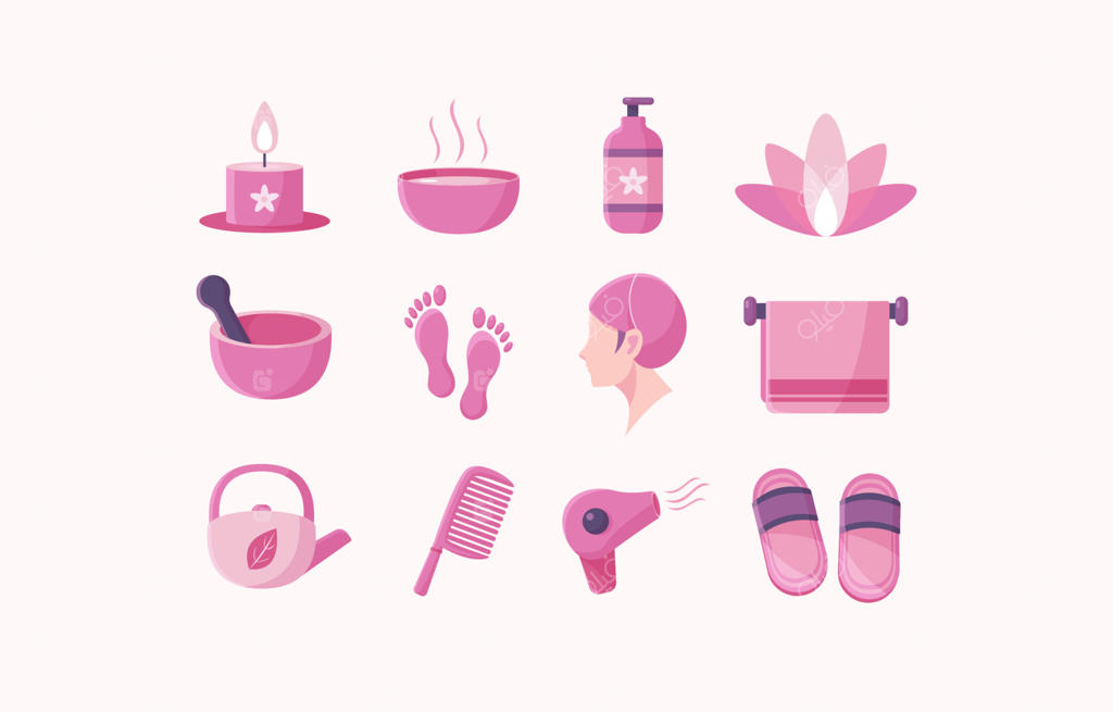 مجموعه آیکون‌های تخت اسپا و زیبایی