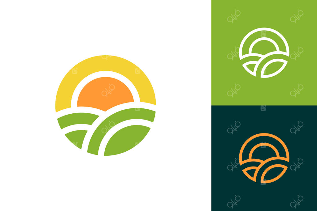 آیکون حلقه خورشید باغ مزرعه - لوگوی مینیمال خطی کشاورزی