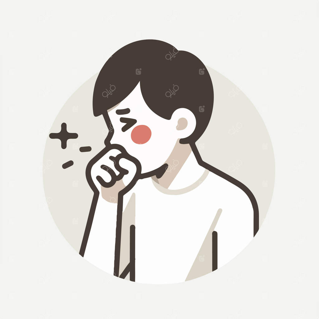 وکتور نوجوان سرفه‌کننده به سبک طراحی مسطح