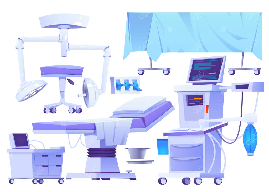 مجموعه‌ای از عناصر جراحی به همراه تصاویر