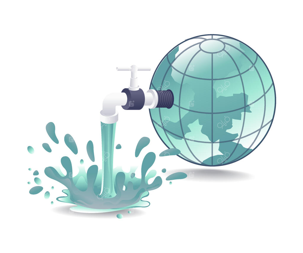 جریان سریع و خروشان آب از زمین