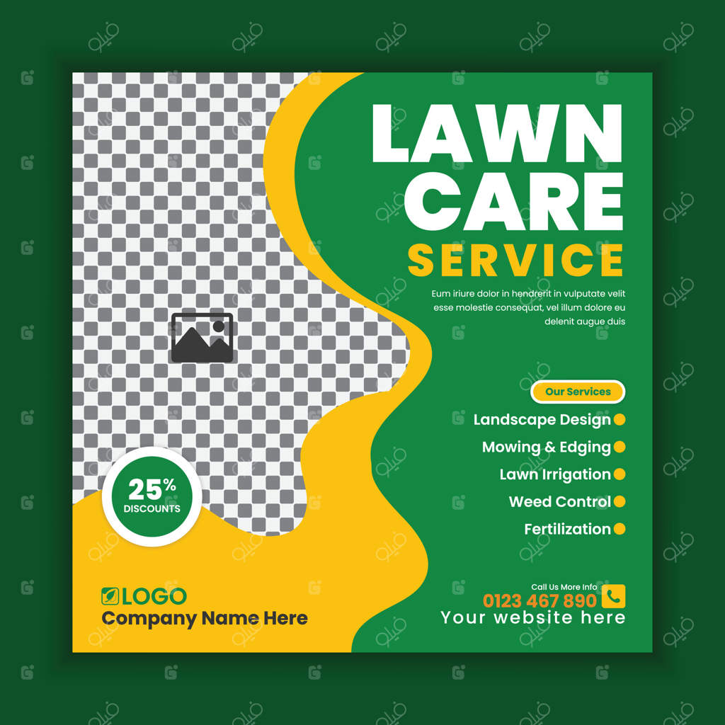 پترن طراحی پست شبکه‌های اجتماعی برای خدمات نگهداری از چمن، باغ و فضای سبز