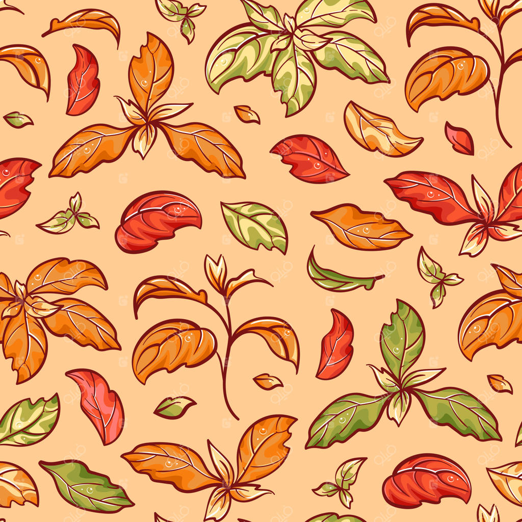 پترن بدون درز با طرح برگ‌های پاییزی در طیف‌های رنگی زنده قرمز، نارنجی و زرد. این طرح که حال‌وهوای پاییز را به زیبایی تداعی می‌کند، برای استفاده در منسوجات، کاغذ دیواری و دکوراسیون فصلی ایده‌آل است.