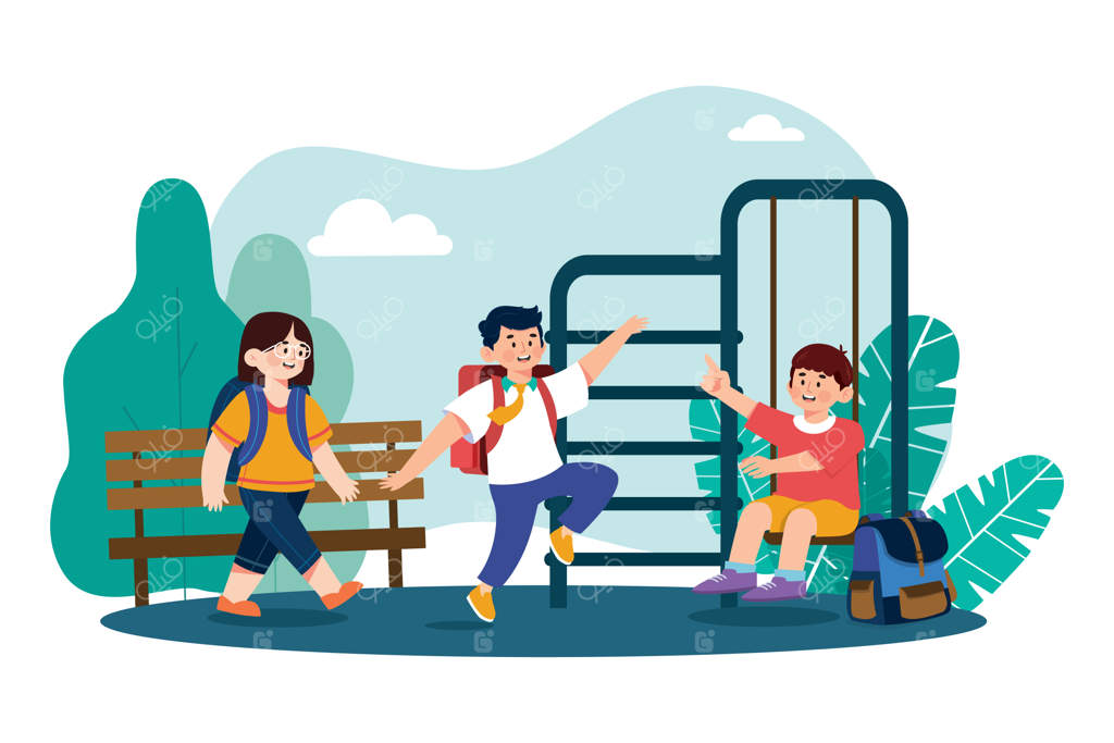 دانش‌آموزی با کوله‌پشتی در حال دوچرخه‌سواری در پارک - مفهوم تصویر در پس‌زمینه سفید