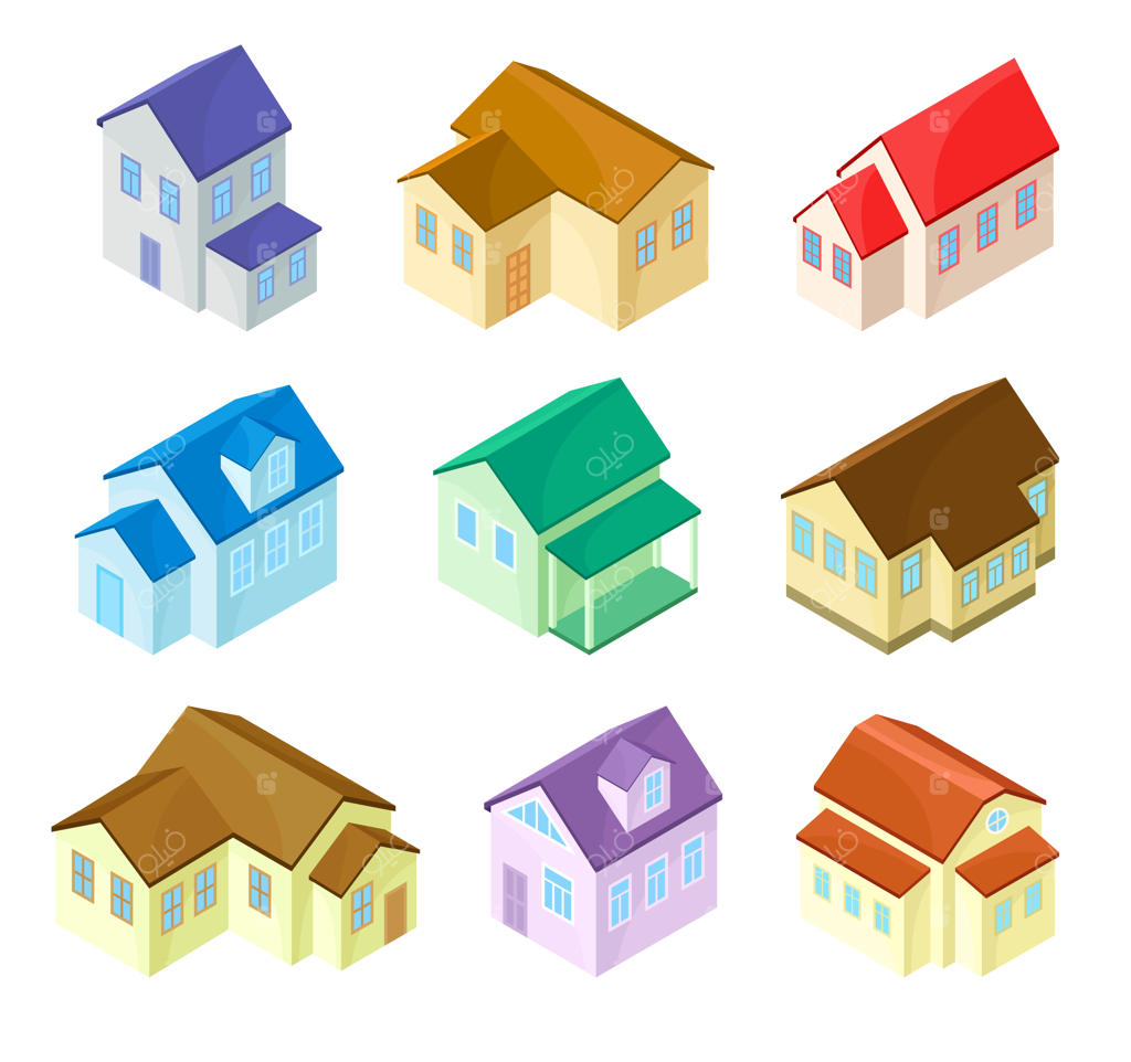 مجموعه‌ای از خانه‌های مدرن با سقف‌های رنگارنگ