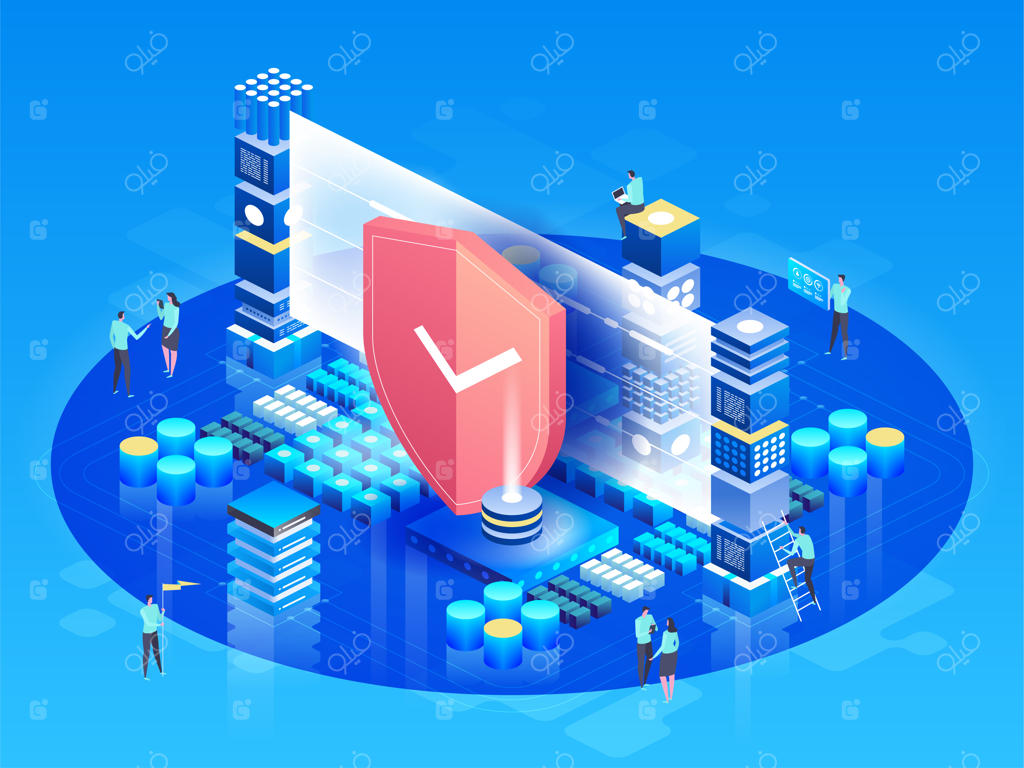 تصویر ایزومتریک وکتور فناوری‌های مدرن، امنیت و حفاظت از داده‌ها، امنیت پرداخت