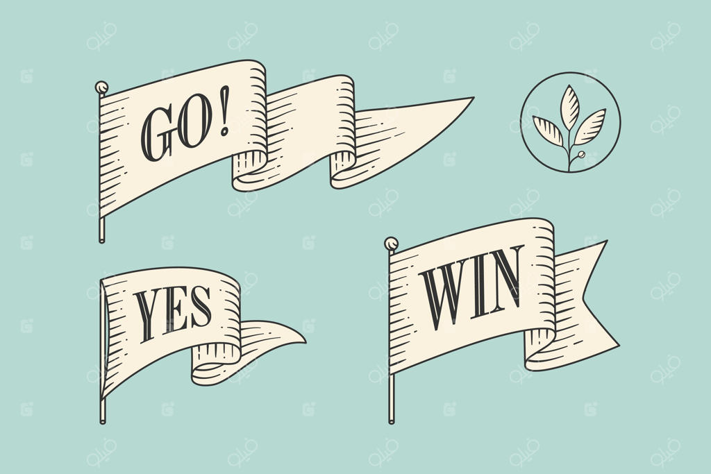 مجموعه‌ای از پرچم‌های قدیمی با طرح اشعه‌های خطی