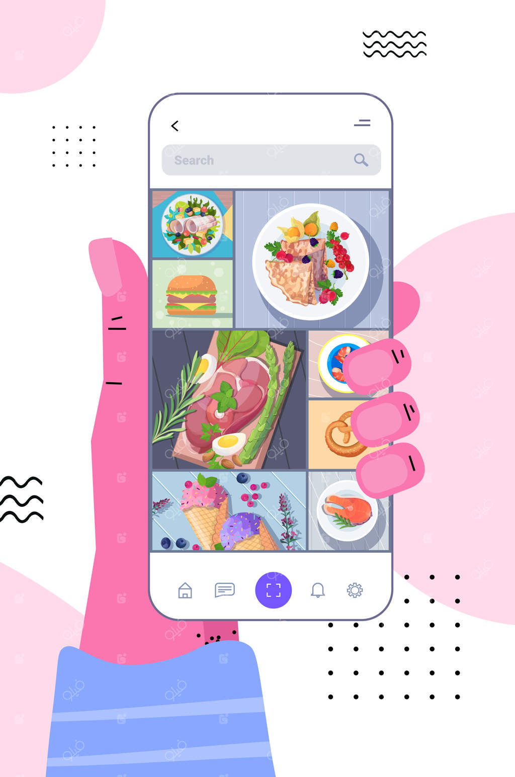 عکس اشتها آور از غذاهای متنوع روی صفحه تلفن هوشمند: پست وبلاگ درباره نقد غذا برای شکارچیان طعم و عطر در شبکه‌های اجتماعی